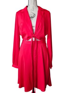 Astr Bold Red Draped Top